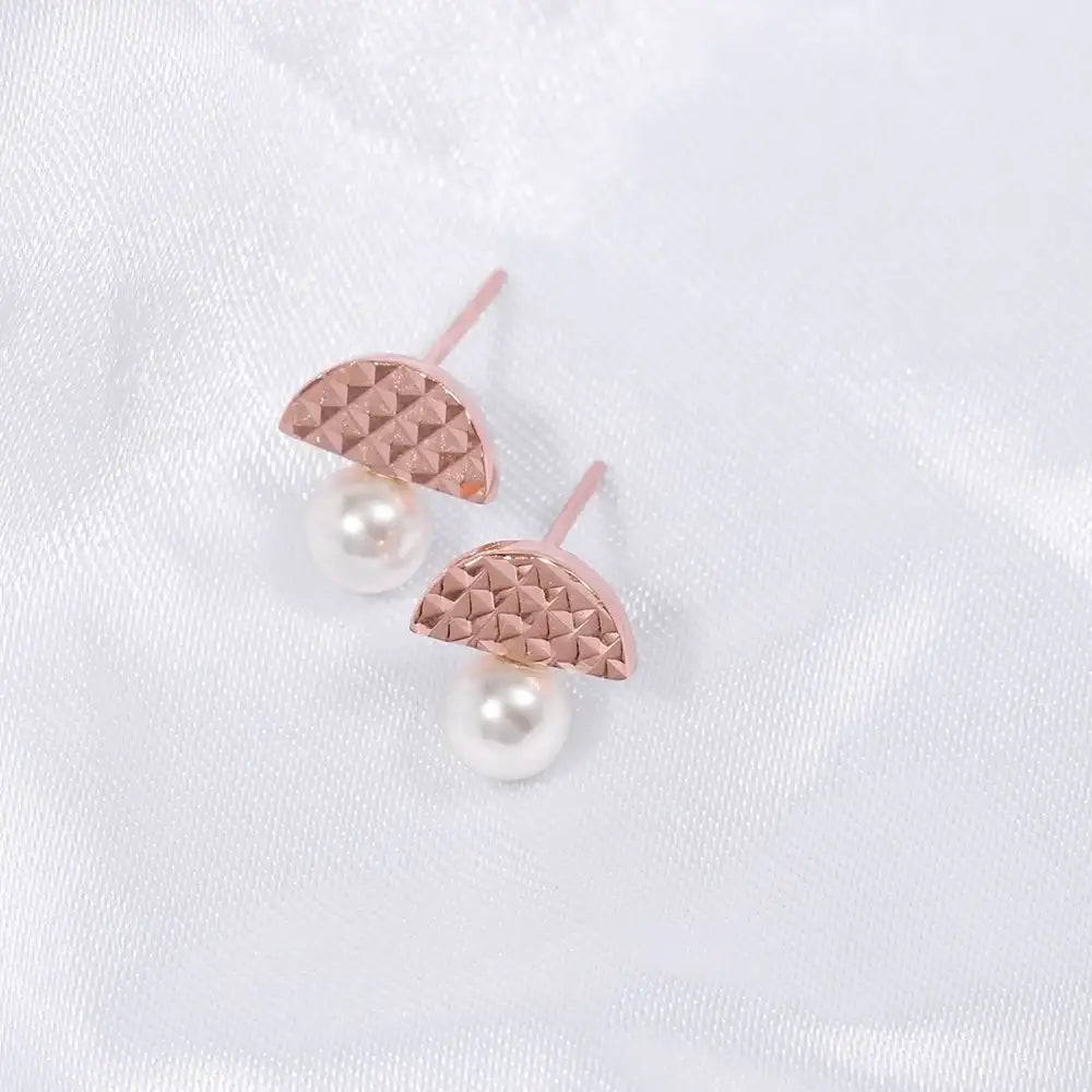 OST - Half Moon Cut 5mm Pearl Women's Earrings - OST - Jewelry - Harumio