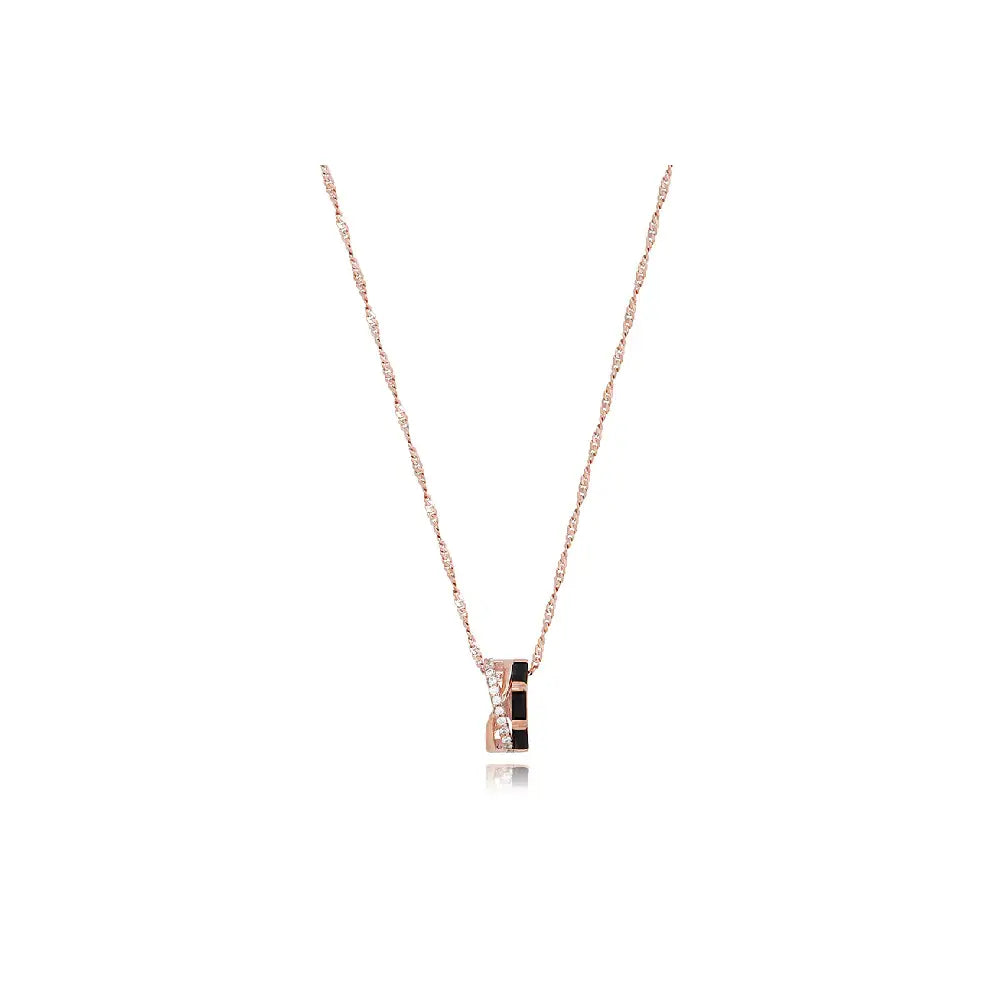 CLUE - Black Cross Rose Gold Necklace