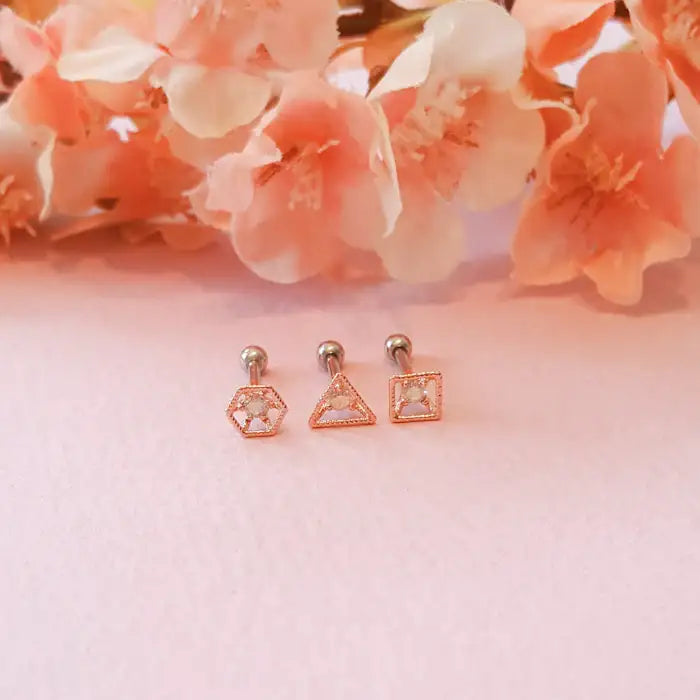 OST - Shapely Rose Gold Ear Pierce Set - OST - Jewelry - Harumio