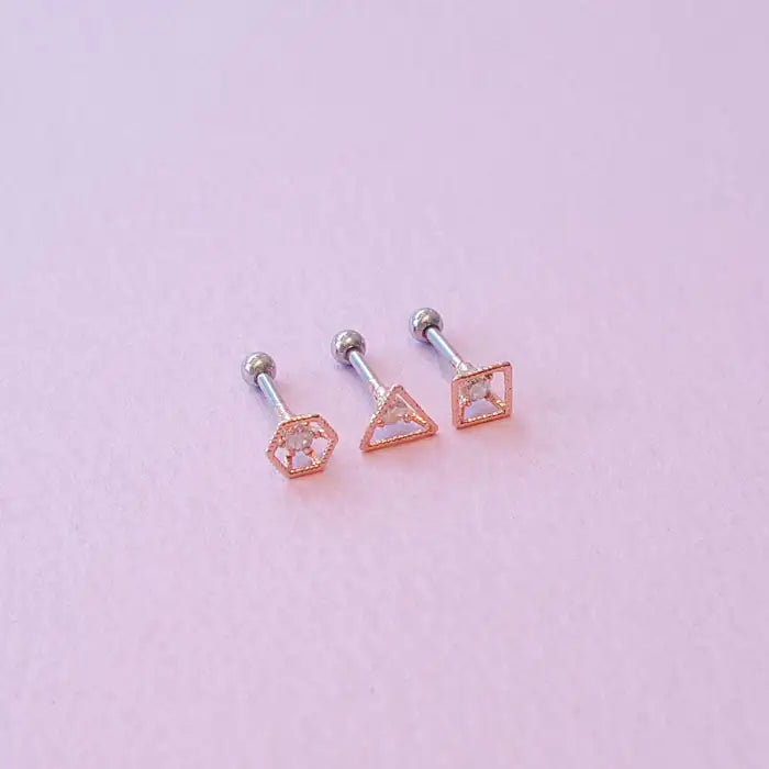 OST - Shapely Rose Gold Ear Pierce Set - OST - Jewelry - Harumio