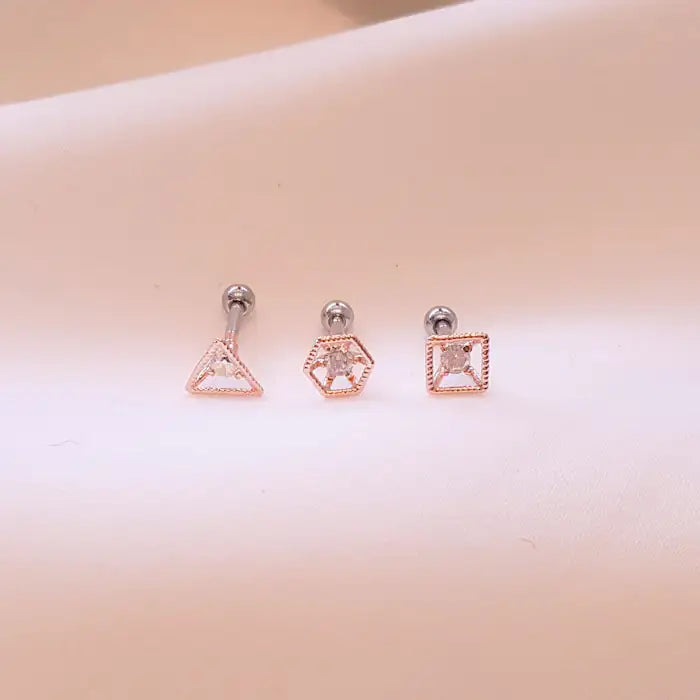 OST - Shapely Rose Gold Ear Pierce Set - OST - Jewelry - Harumio