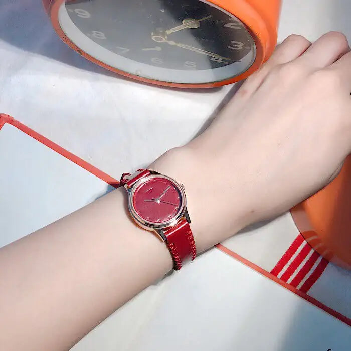 OST - Women's Red Leather Watch - OST - Watch - Harumio