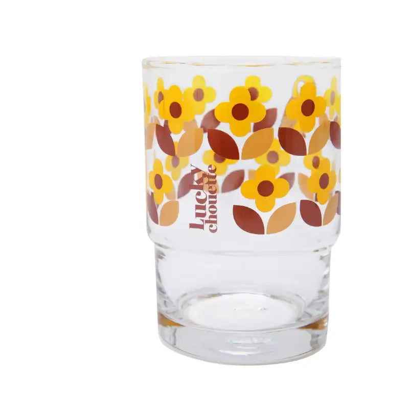 Common Kitchen X Lucky Chouette - A Lucky Table Yellow Petit Flower Short Glass - Common Kitchen X Lucky Chouette - Tableware - Harumio