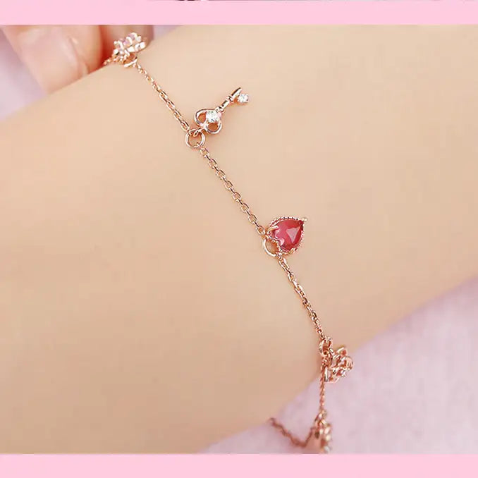 Clue X Esther Bunny - Lovely Esther Bunny Heart Silver Bracelet - CLUE - Accessories - Harumio