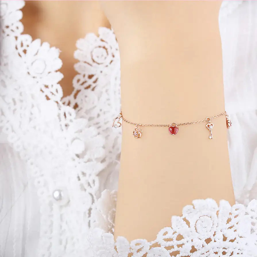 Clue X Esther Bunny - Lovely Esther Bunny Heart Silver Bracelet - CLUE - Accessories - Harumio