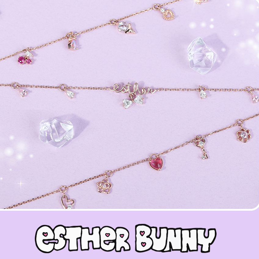 Clue X Esther Bunny - Lovely Esther Bunny Heart Silver Bracelet