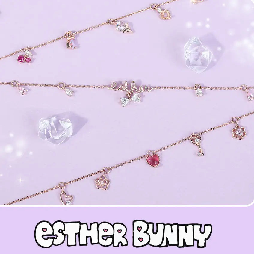 Clue X Esther Bunny - Lovely Esther Bunny Heart Silver Bracelet - CLUE - Accessories - Harumio