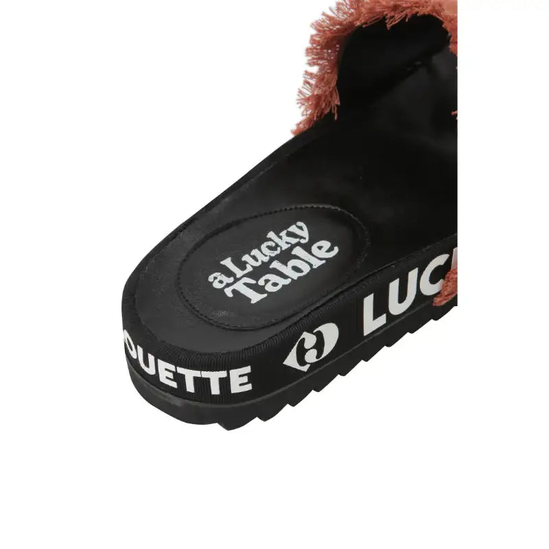 Common Kitchen X Lucky Chouette - A Lucky Table Lettering Tape Point Slipper - Common Kitchen X Lucky Chouette - Slippers - Harumio