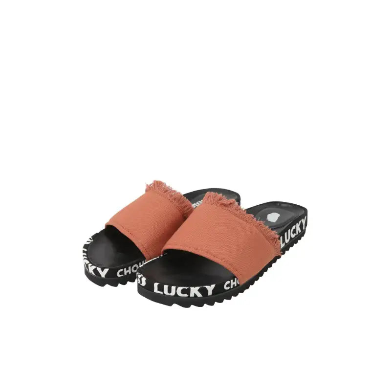 Common Kitchen X Lucky Chouette - A Lucky Table Lettering Tape Point Slipper - Common Kitchen X Lucky Chouette - Slippers - Harumio