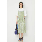 Common Kitchen X Lucky Chouette - A Lucky Table Check Dress - Common Kitchen X Lucky Chouette - Clothes - Harumio