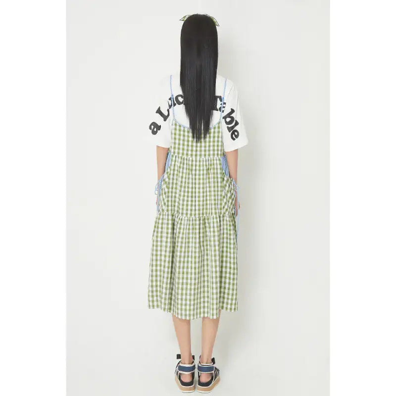Common Kitchen X Lucky Chouette - A Lucky Table Check Dress - Common Kitchen X Lucky Chouette - Clothes - Harumio