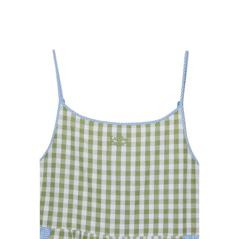 Common Kitchen X Lucky Chouette - A Lucky Table Check Dress - Common Kitchen X Lucky Chouette - Clothes - Harumio