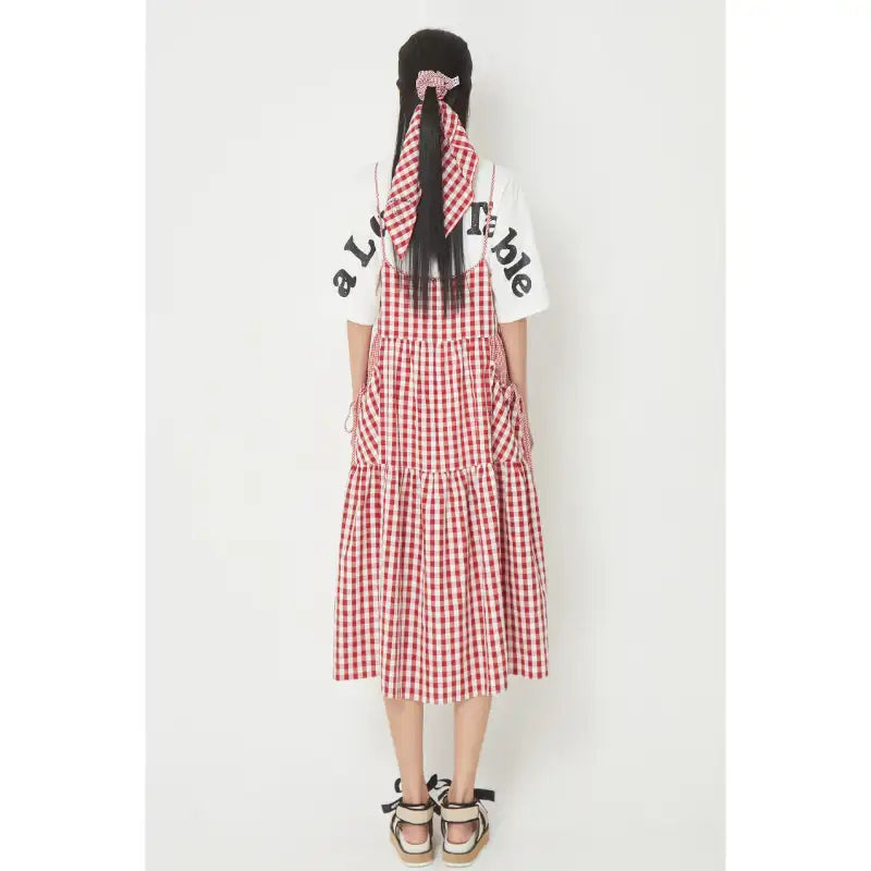 Common Kitchen X Lucky Chouette - A Lucky Table Check Dress - Common Kitchen X Lucky Chouette - Clothes - Harumio