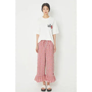 Common Kitchen X Lucky Chouette - A Lucky Table Check Banding Pants - Common Kitchen X Lucky Chouette - Clothes - Harumio