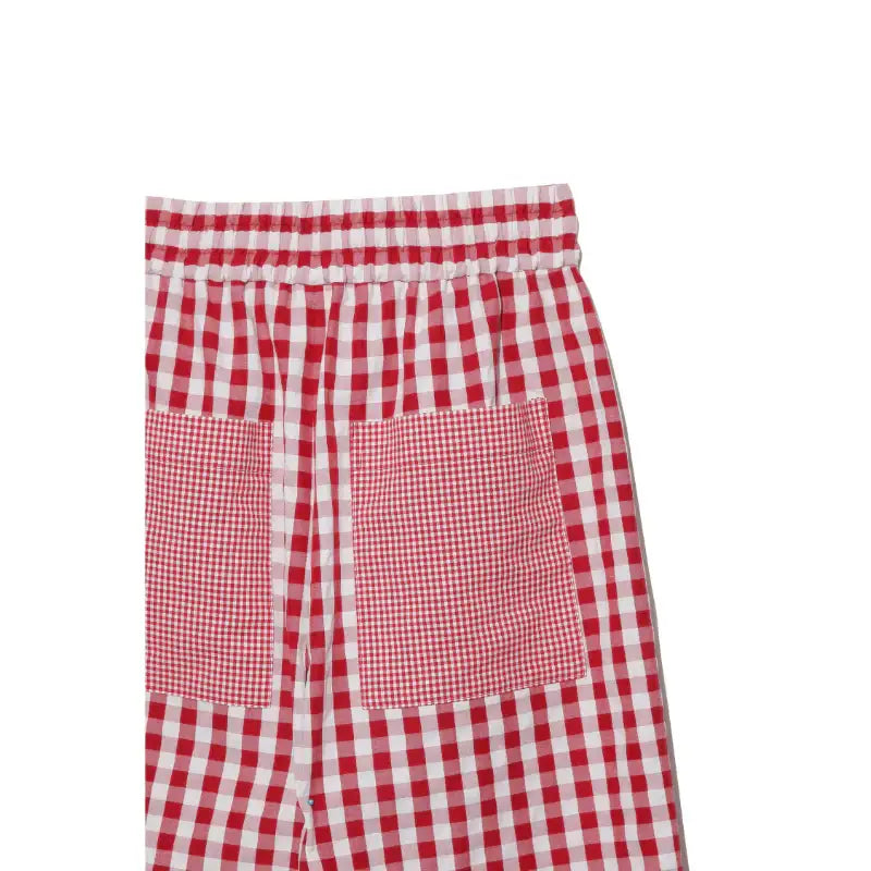 Common Kitchen X Lucky Chouette - A Lucky Table Check Banding Pants - Common Kitchen X Lucky Chouette - Clothes - Harumio
