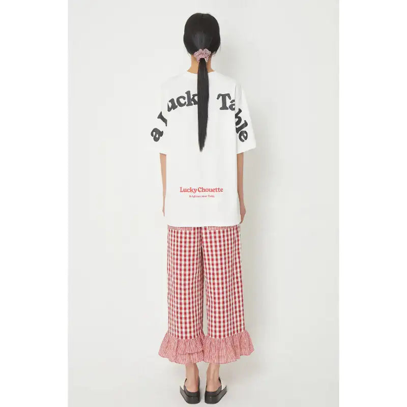 Common Kitchen X Lucky Chouette - A Lucky Table Check Banding Pants - Common Kitchen X Lucky Chouette - Clothes - Harumio