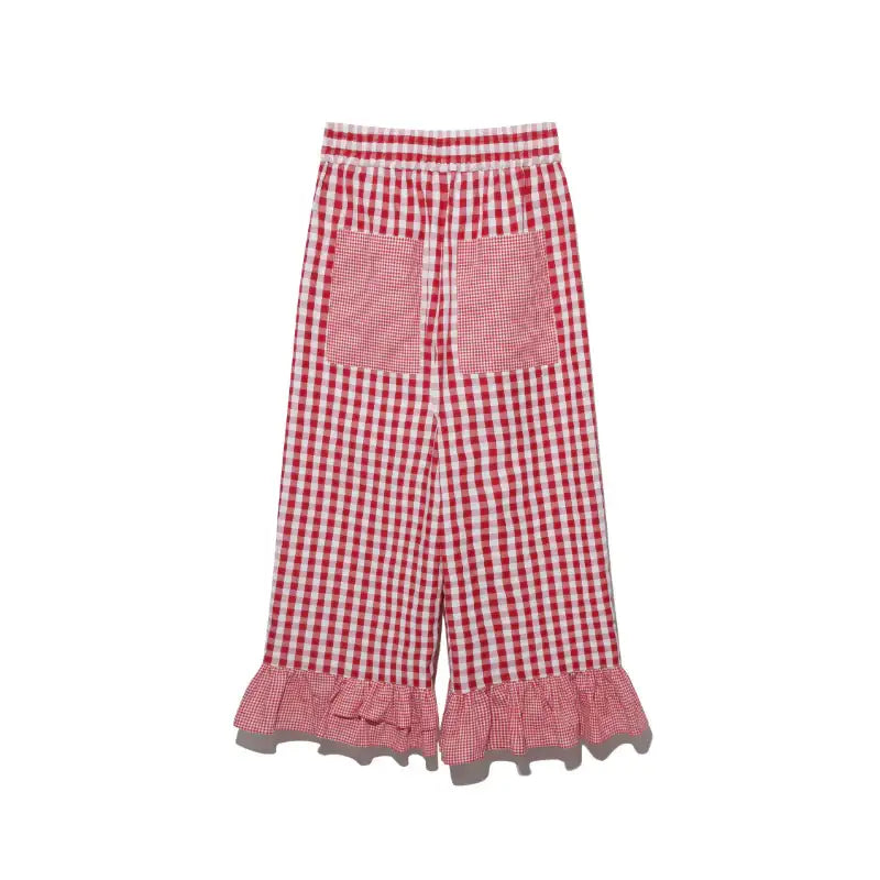 Common Kitchen X Lucky Chouette - A Lucky Table Check Banding Pants - Common Kitchen X Lucky Chouette - Clothes - Harumio