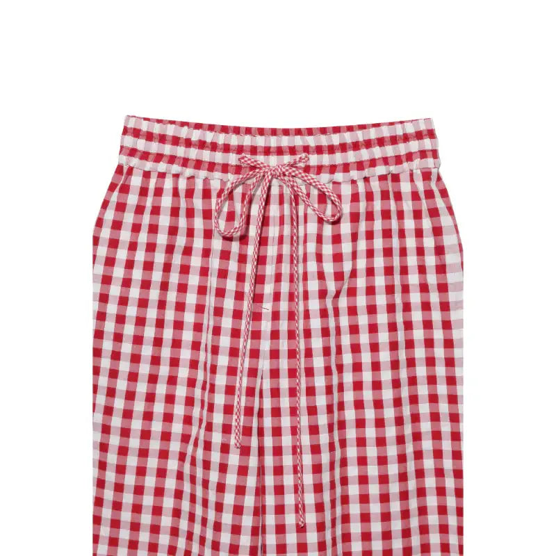 Common Kitchen X Lucky Chouette - A Lucky Table Check Banding Pants - Common Kitchen X Lucky Chouette - Clothes - Harumio
