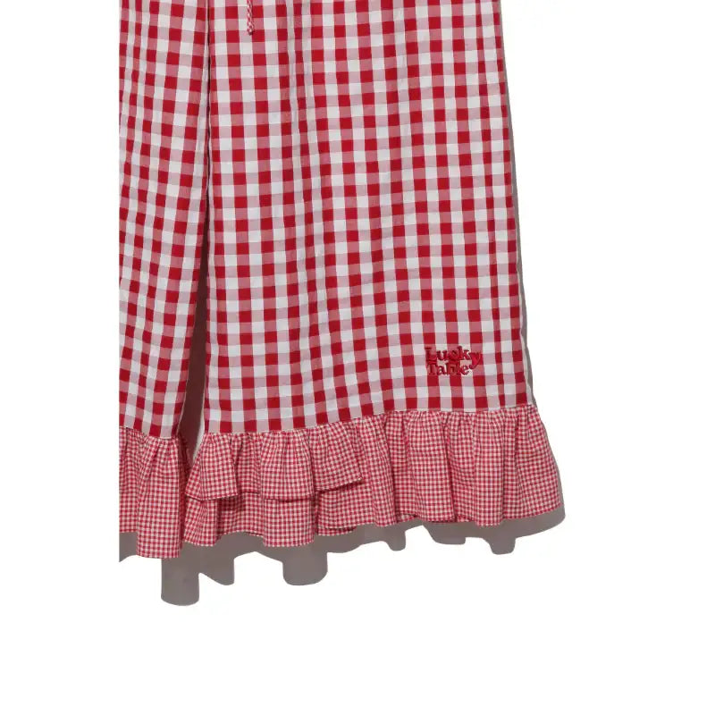 Common Kitchen X Lucky Chouette - A Lucky Table Check Banding Pants - Common Kitchen X Lucky Chouette - Clothes - Harumio