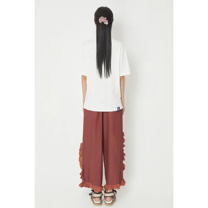 Common Kitchen X Lucky Chouette - A Lucky Table Waist Banding Ruffle Pants - Common Kitchen X Lucky Chouette - Clothes - Harumio
