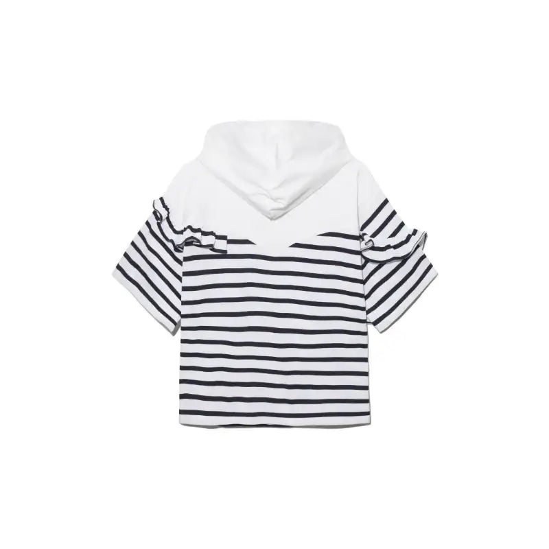 Common Kitchen X Lucky Chouette - A Lucky Table Ruffle Detail Stripe Hoody T-Shirt - Common Kitchen X Lucky Chouette - Clothes - Harumio