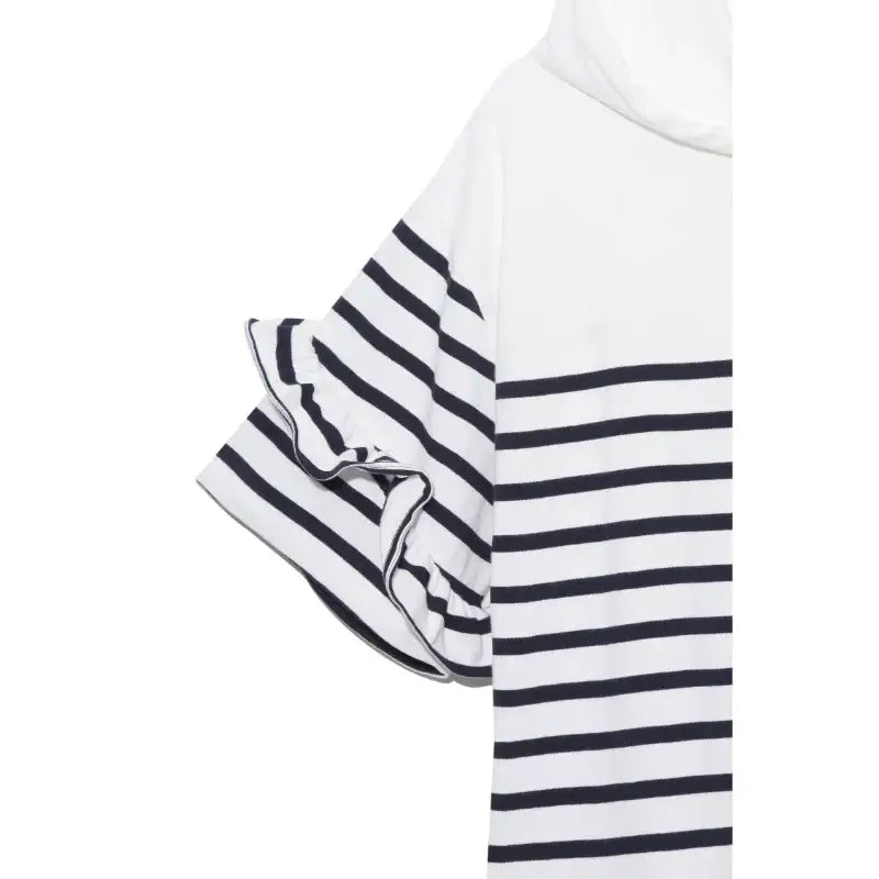 Common Kitchen X Lucky Chouette - A Lucky Table Ruffle Detail Stripe Hoody T-Shirt - Common Kitchen X Lucky Chouette - Clothes - Harumio