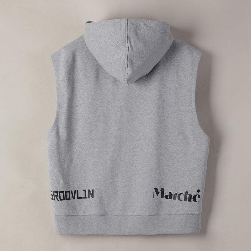 LM X RAVI - Sleeveless Hooded Sweatshirt - LUCKY MARCHÉ - Clothing - Harumio