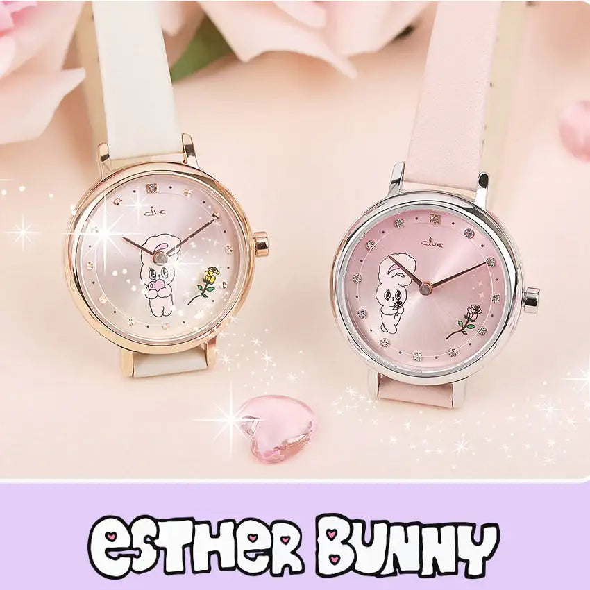 Clue X Esther Bunny - Shy Esther Bunny Ivory Leather Watch - CLUE - Accessories - Harumio