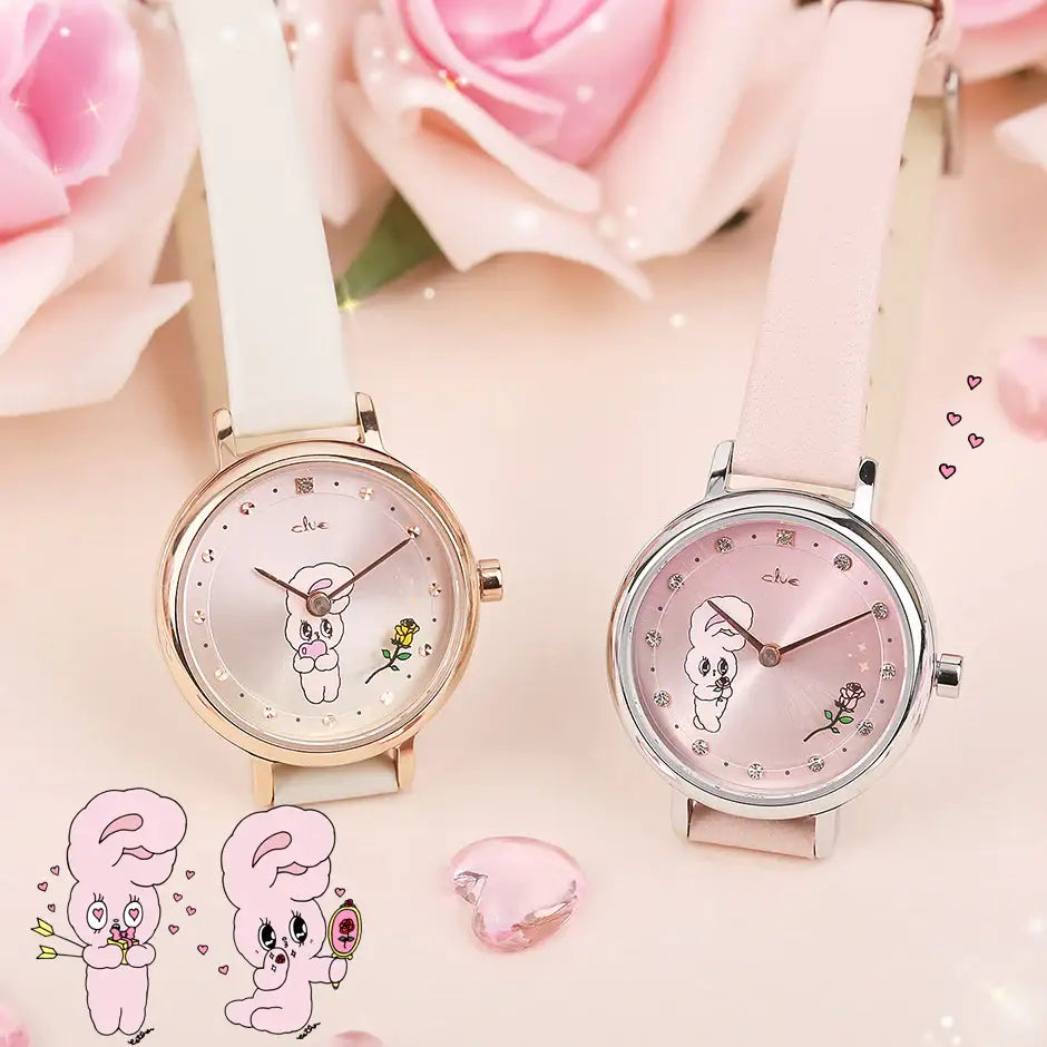 Clue X Esther Bunny - Shy Esther Bunny Ivory Leather Watch - CLUE - Accessories - Harumio