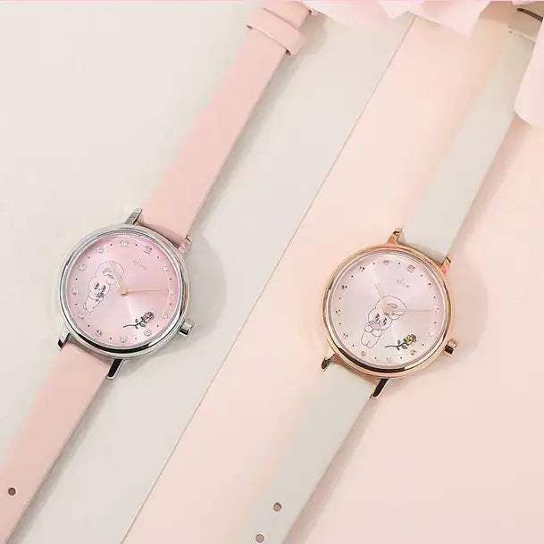 Clue X Esther Bunny - Shy Esther Bunny Ivory Leather Watch - CLUE - Accessories - Harumio