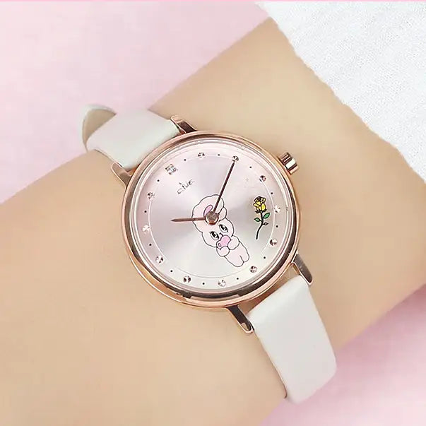 Clue X Esther Bunny - Shy Esther Bunny Ivory Leather Watch - CLUE - Accessories - Harumio