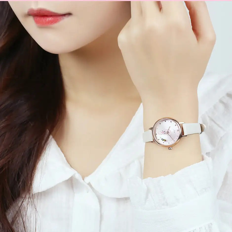 Clue X Esther Bunny - Shy Esther Bunny Ivory Leather Watch - CLUE - Accessories - Harumio