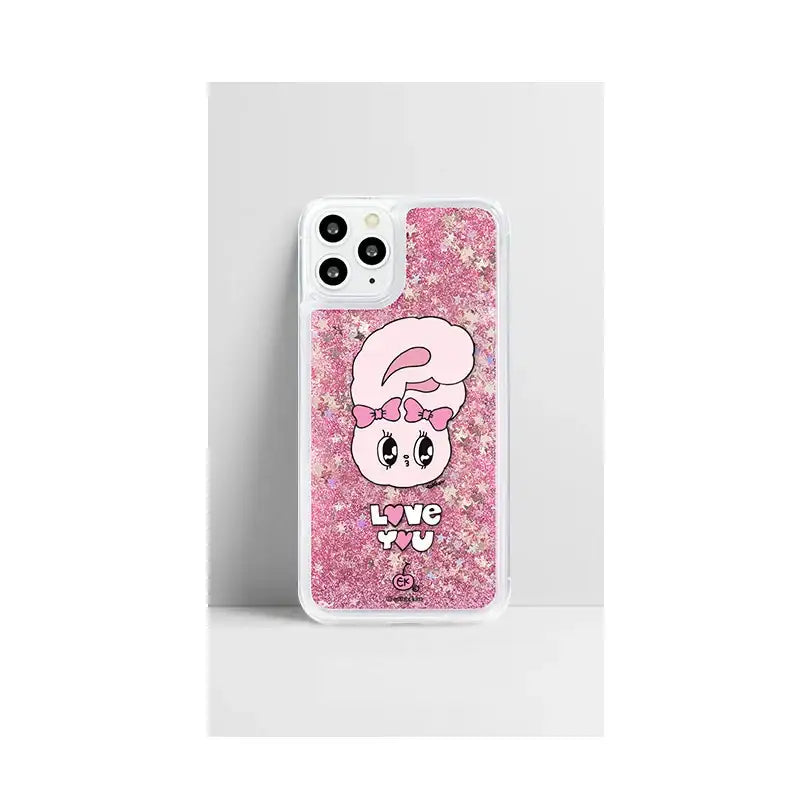 iPhoneアクセサリー Esther Bunny On Phone Phone Case Esther Bunny - Glitter Phone Case – Harumio