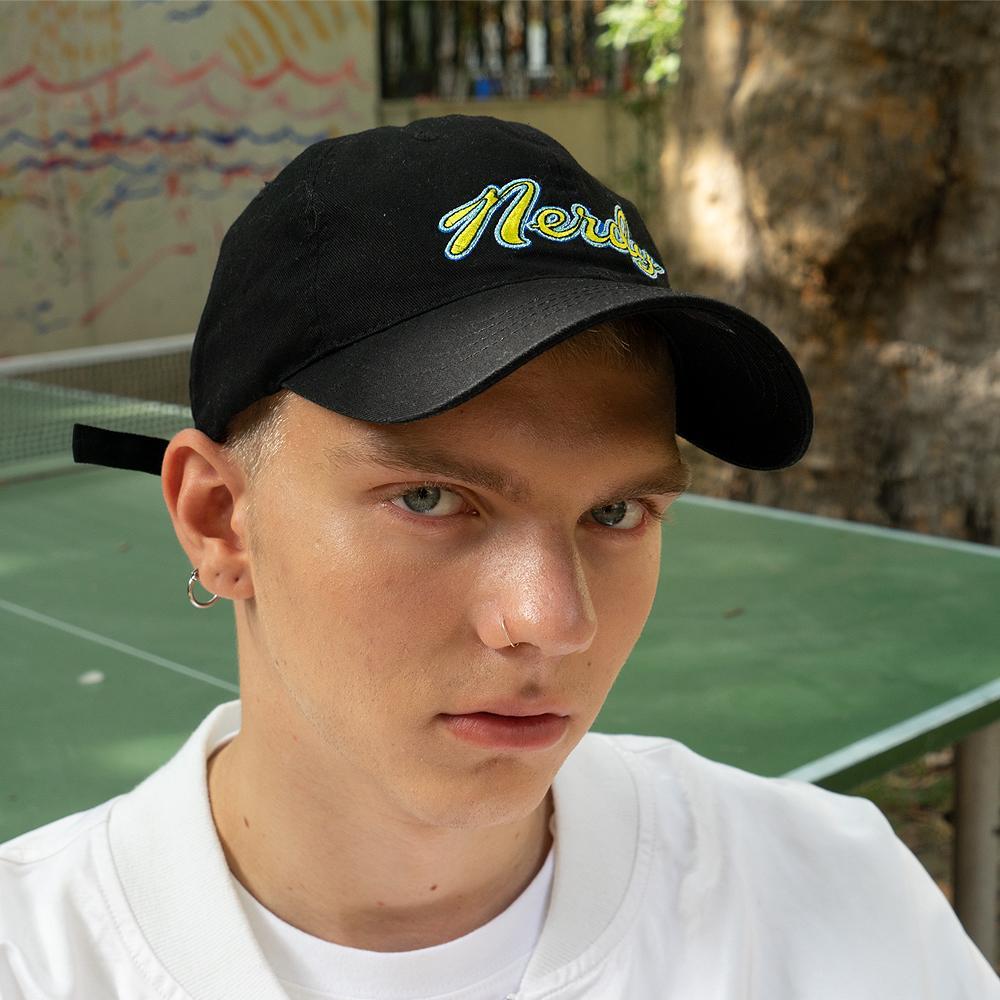 Nerdy - Washed Multi Color Embroidery Ball Cap - Blue