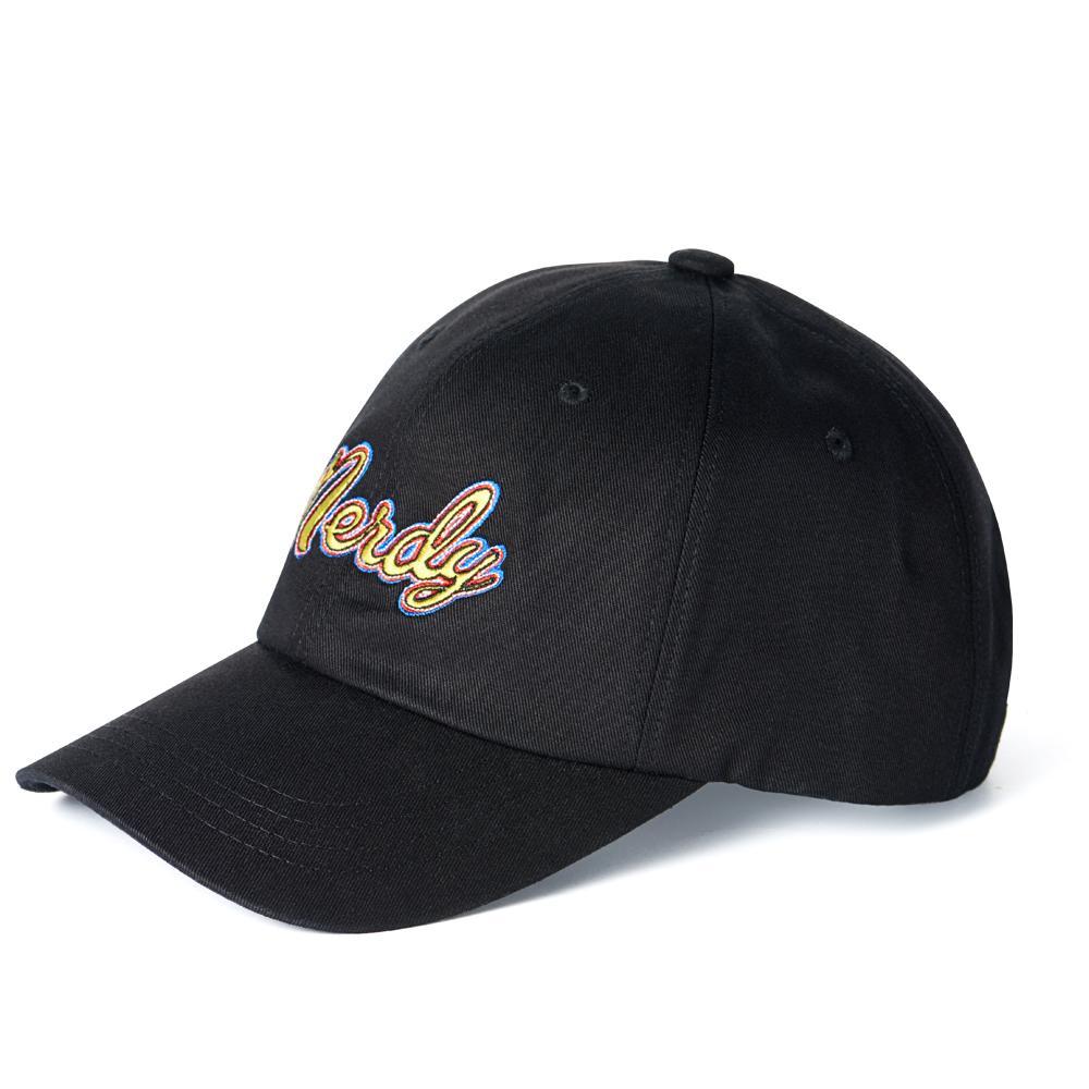 Nerdy - Washed Multi Color Embroidery Ball Cap - Black