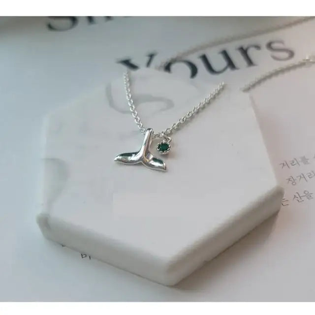 Bling Atty - Whale Tail & Birthstone Silver Anklet (inspired by K-drama Extraordinary Attorney Woo) - Bling Atty - Jewelry - Harumio