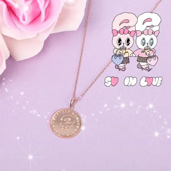 Clue X Esther Bunny - Roseholic Unbalanced Coin Silver Necklace - CLUE - Accessories - Harumio