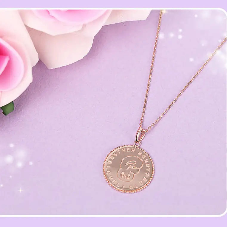 Clue X Esther Bunny - Roseholic Unbalanced Coin Silver Necklace - CLUE - Accessories - Harumio
