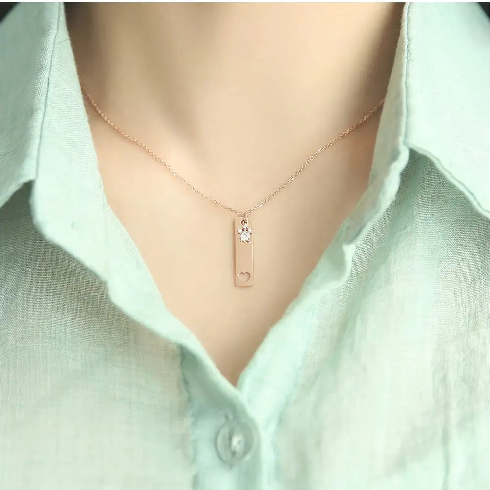 OST - My Little Friends - Rectangular Beam Rose Gold Necklace - My Little Friends - Jewelry - Harumio