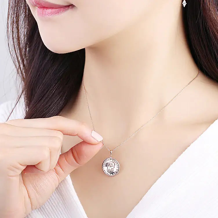 Clue X Esther Bunny - Roseholic Unbalanced Coin Silver Necklace - CLUE - Accessories - Harumio