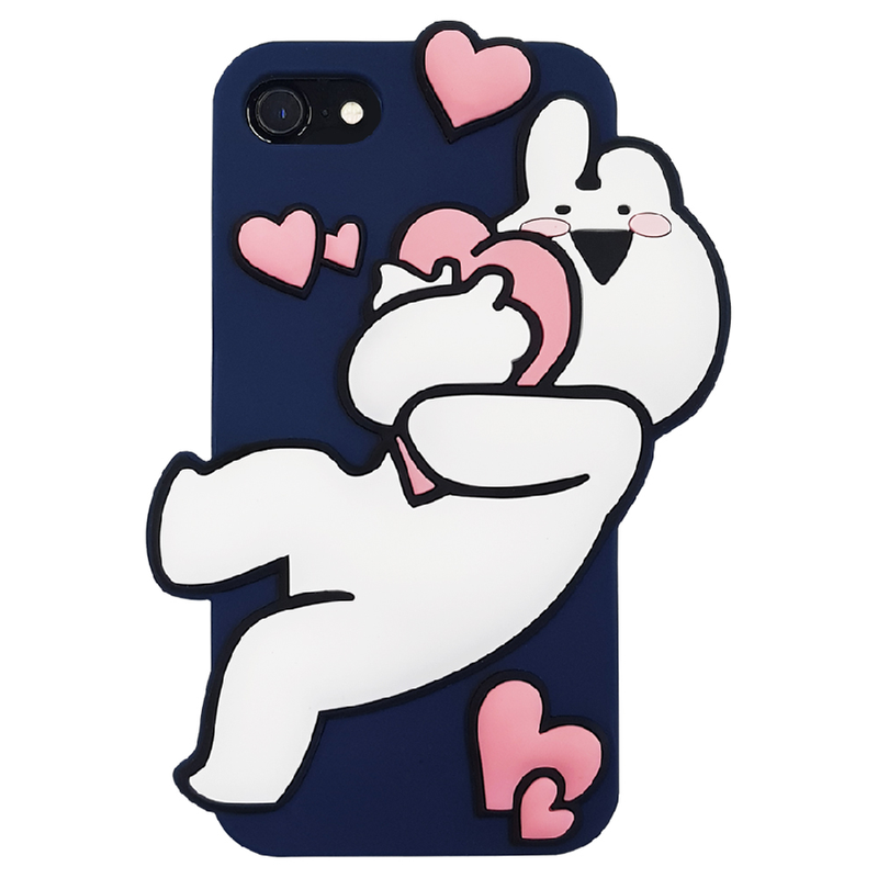 Overaction Rabbit - Silicone Phone Case - Navy