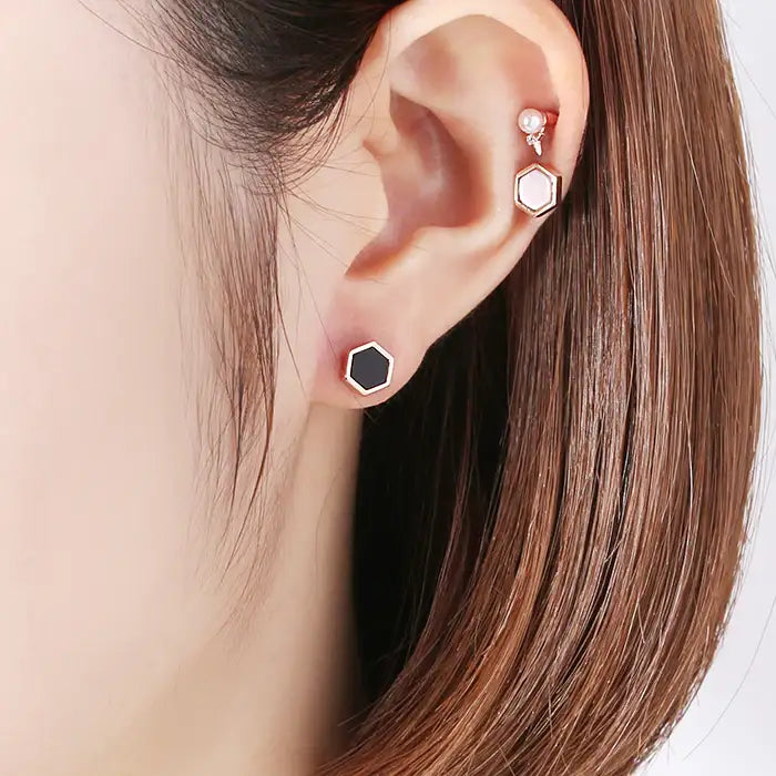 OST - Trendy Shape Rose Gold Ear Pierce Set - OST - Jewelry - Harumio
