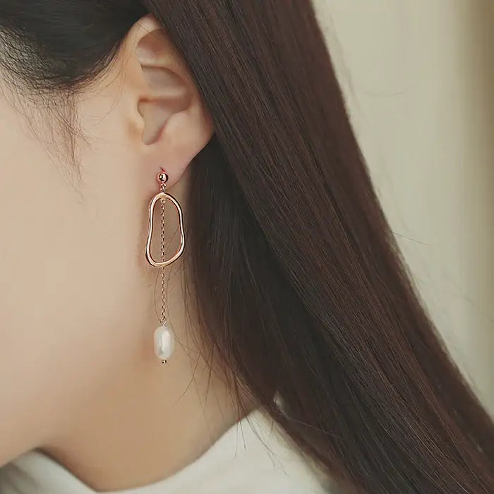 OST - Unique Layering Pearl Unbalanced Earrings - OST - Jewelry - Harumio