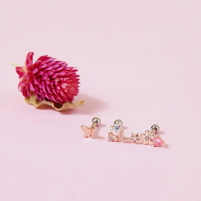 OST - Butterfly & Nature Ear Piercing Set - OST - Jewelry - Harumio