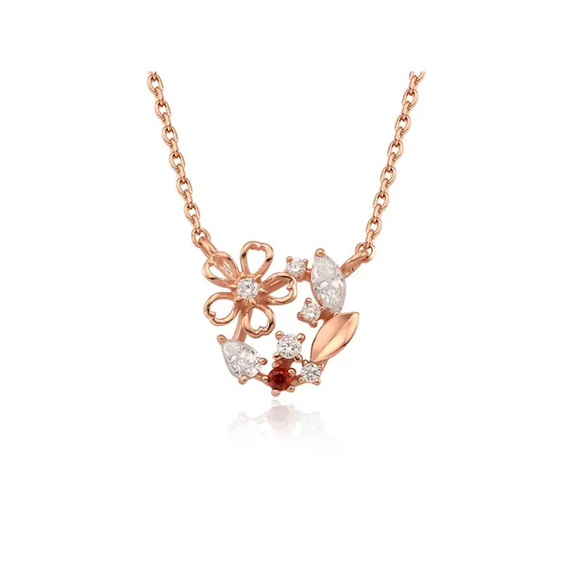 OST - January Garnet Violet Birth Flower Necklace - OST - Jewelry - Harumio