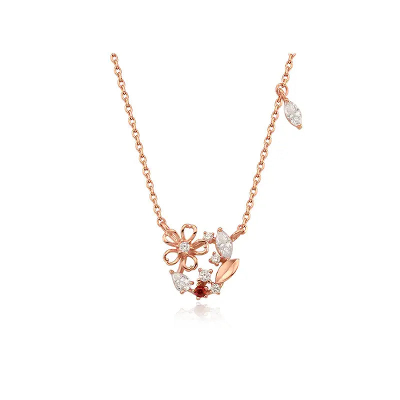 OST - January Garnet Violet Birth Flower Necklace - OST - Jewelry - Harumio