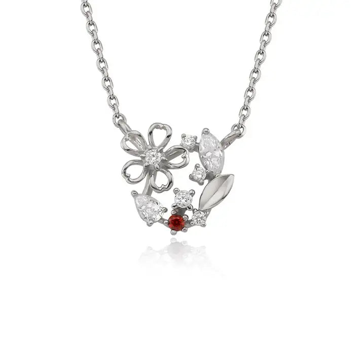 OST - January Garnet Violet Birth Flower Necklace - OST - Jewelry - Harumio