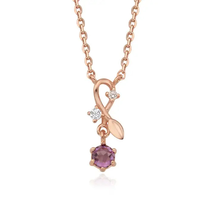 OST - February Amethyst Mistletoe Necklace - OST - Jewelry - Harumio