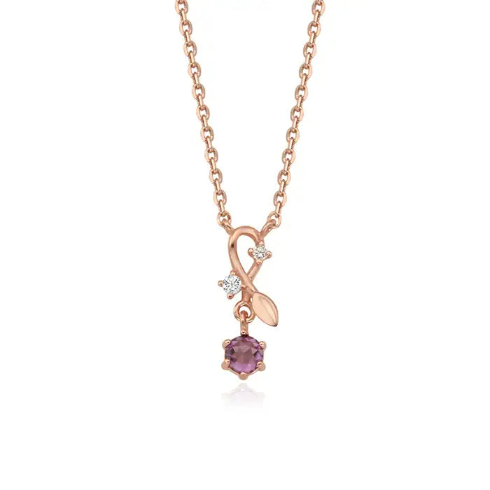 OST - February Amethyst Mistletoe Necklace - OST - Jewelry - Harumio