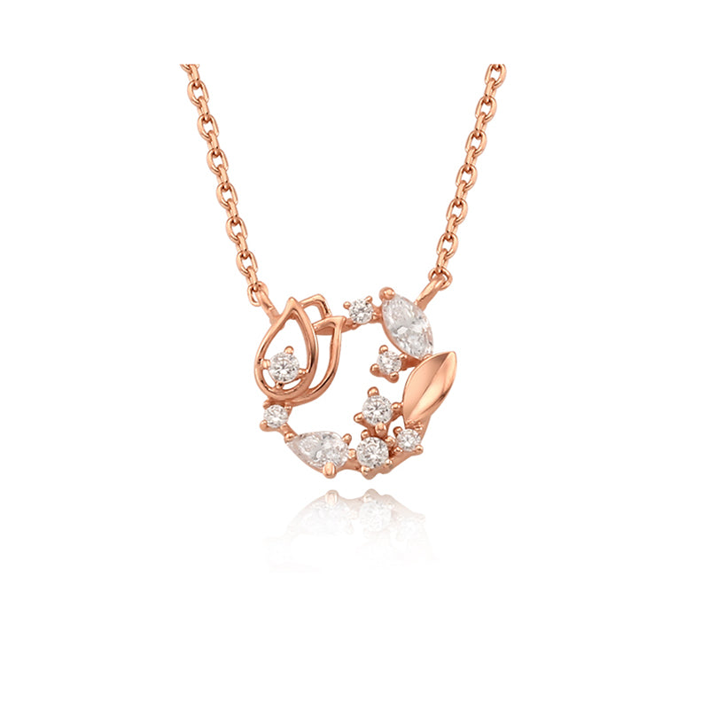 OST - April White Cubic Tulip Birth Flower Necklace